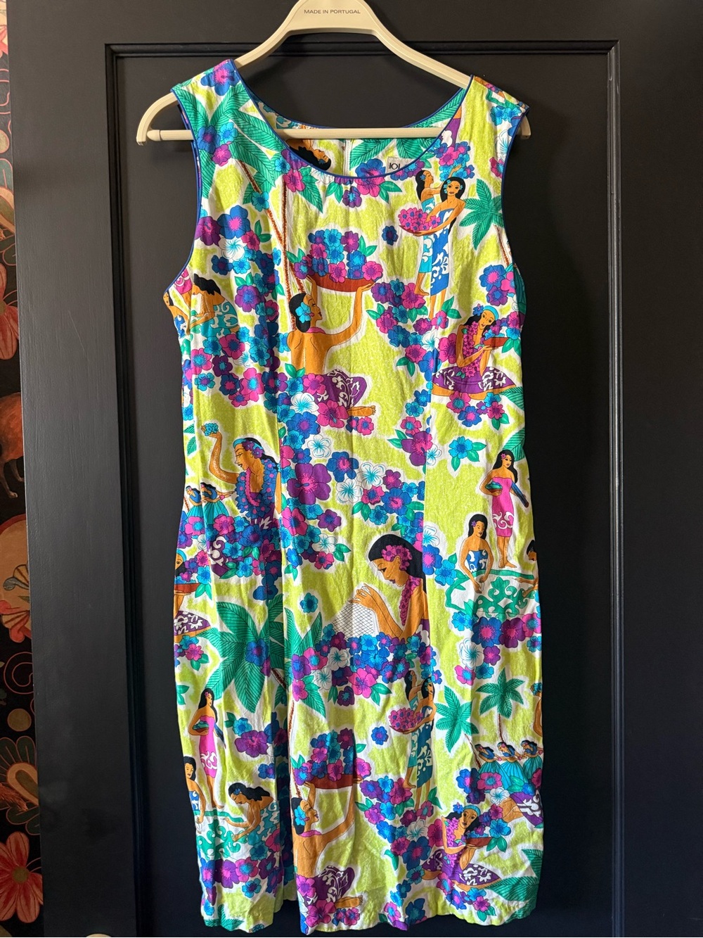 Vintage Iolani Hawaiian Dress Short Shift Size L Made In Hawaii